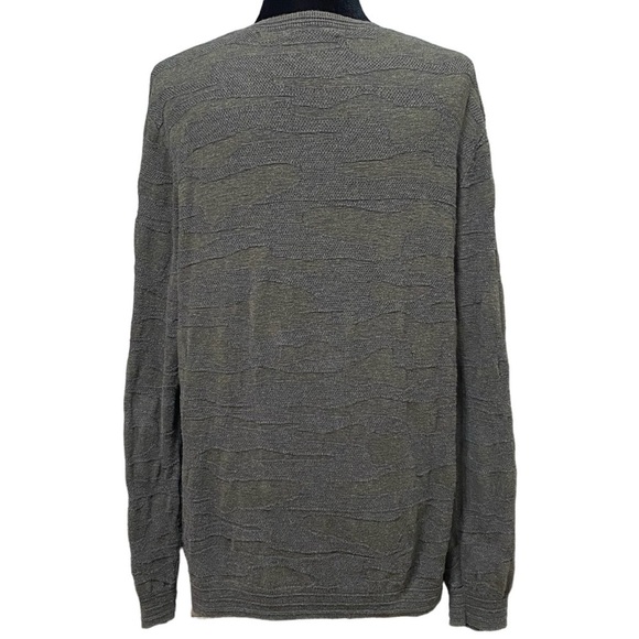 Lucky Brand Olive Textured Knit Sweater Medium 90s Grunge Pullover Crew - Picture 3 of 7